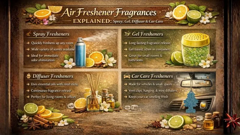 Air Freshener Fragrances Explained: Spray, Gel, Diffuser & Car Care